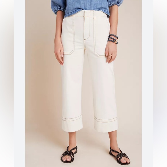 Anthropologie Pants - Anthropologie Lily Cropped Wide Leg Pants Womens 28